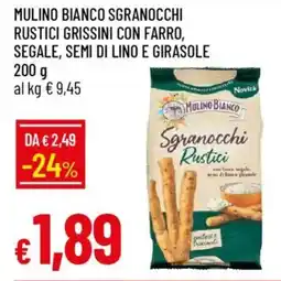 IperFamila Mulino bianco sgranocchi rustici grissini con farro, segale, semi di lino e girasole offerta