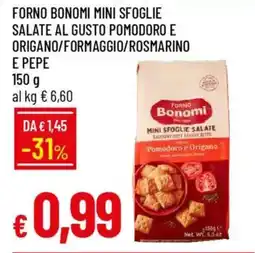IperFamila Forno bonomi mini sfoglie salate al gusto pomodoro e origano/formaggio/rosmarino e pepe offerta