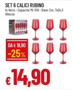 IperFamila Set 6 calici rubino offerta