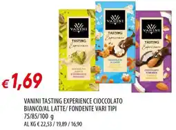 IperFamila Vanini tasting experience cioccolato bianco/al latte/ fondente offerta