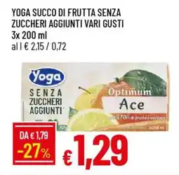 IperFamila Yoga succo di frutta senza zuccheri aggiunti offerta