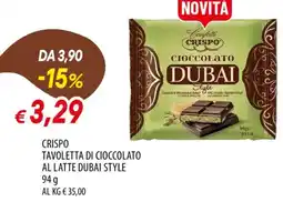 IperFamila Crispo tavoletta di cioccolato al latte dubai style offerta