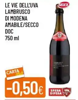 IperFamila Le vie dell'uva lambrusco di modena amabile/secco doc offerta