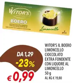 IperFamila Witor's il boero limoncello cioccolato extra fondente con liquore al limoncello offerta