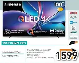 Unieuro Hisense 100E7QINQ PRO TV QLED 144Hz 100" 4K offerta