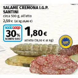 Coop SALAME CREMONA I.G.P. SANTINI offerta