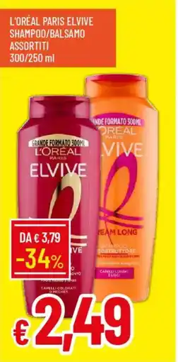 IperFamila L'oréal paris elvive shampoo/balsamo offerta