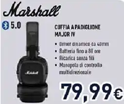 Unieuro Marshall CUFFIA A PADIGLIONE MAJOR IV offerta