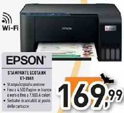 Unieuro EPSON STAMPANTE ECOTANK ET-2861 offerta