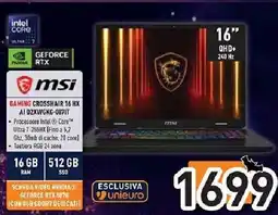 Unieuro msi GAMING CROSSHAIR 16 HX AI D2XWGKG-0871T offerta
