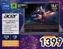 Unieuro acer GAMING ACER NITRO V 15 (ANV15-52-97GL) offerta