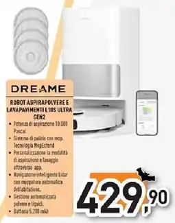Unieuro Dreame robot aspirapolvere e lavapavimenti I0S ultra gen2 offerta