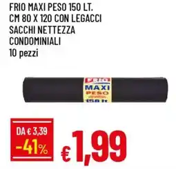 IperFamila Frio maxi peso 150 lt. cm 80 x 120 con legacci sacchi nettezza condominiali 10 pezzi offerta
