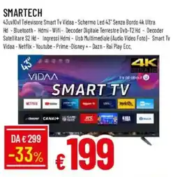 IperFamila SMARTECH 43uv10v1 Televisore Smart Tv Vidaa -Schermo Led 43" offerta