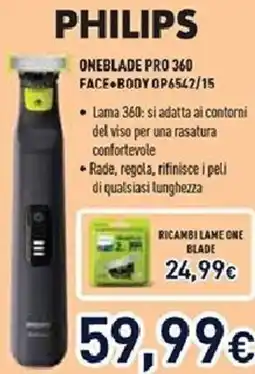 Unieuro PHILIPS ONEBLADE PRO 360 FACE BODY OP6542/15 offerta