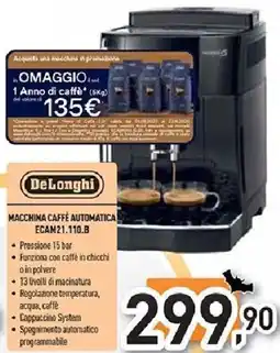 Unieuro DeLonghi MACCHINA CAFFÈ AUTOMATICA ECAM21.110.B offerta
