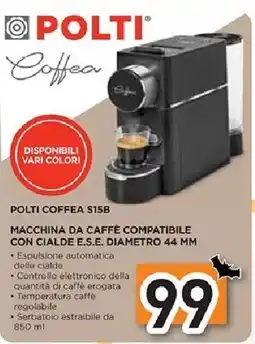 Unieuro POLTI COFFEA S15B MACCHINA DA CAFFÈ COMPATIBILE CON CIALDE E.S.E. DIAMETRO 44 MM offerta
