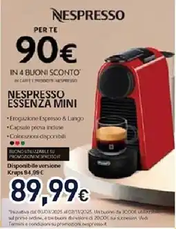 Unieuro Nespresso essenza mini offerta