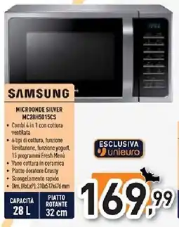 Unieuro SAMSUNG MICROONDE SILVER MC28H5015CS offerta