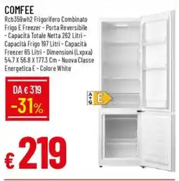 IperFamila COMFEE Rcb359wh2 Frigorifero Combinato offerta