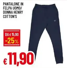 IperFamila Pantalone in felpa uomo/ donna henry cotton's offerta