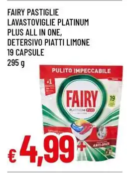 Famila FAIRY PASTIGLIE LAVASTOVIGLIE PLATINUM PLUS ALL IN ONE, DETERSIVO PIATTI LIMONE 19 CAPSULE offerta