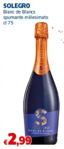 Sigma SOLEGRO Blanc de Blancs spumante millesimato offerta