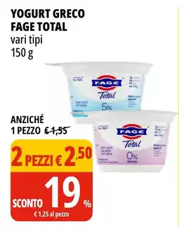 Tigros Yogurt greco FAGE TOTAL offerta