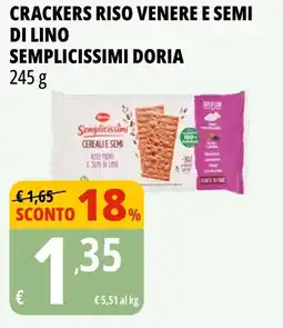 Tigros Crackers riso venere e semi di lino semplicissimi DORIA offerta