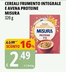 Tigros Cereali frumento integrale e avena proteine MISURA offerta