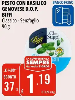 Tigros Pesto con basilico genovese d.o.p. BIFFI offerta