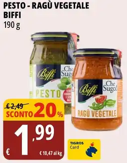 Tigros Pesto - ragù vegetale BIFFI offerta