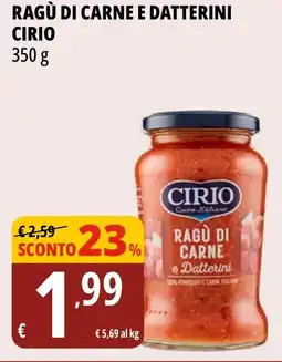Tigros Ragù di carne e datterini CIRIO offerta