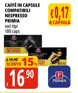 Tigros Caffè in capsule compatibili nespresso PRIMIA offerta