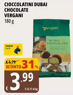 Tigros Cioccolatini dubai chocolate VERGANI offerta