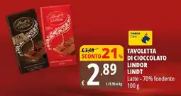 Tigros Tavoletta di cioccolato lindor LINDT offerta