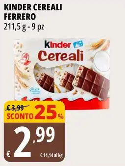 Tigros Kinder cereali FERRERO offerta