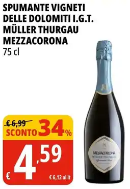 Tigros Spumante vigneti delle dolomiti i.g.t. müller thurgau MEZZACORONA offerta