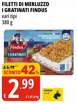 Tigros Filetti di merluzzo i gratinati FINDUS offerta