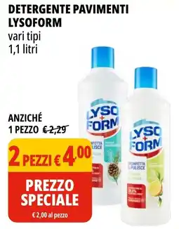 Tigros Detergente pavimenti LYSOFORM offerta