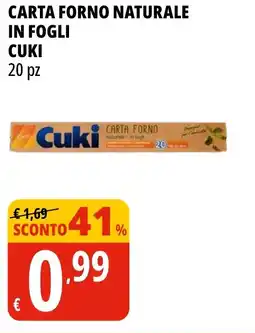 Tigros Carta forno naturale in fogli CUKI offerta