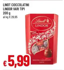 Famila LINDT CIOCCOLATINI LINDOR VARI TIPI offerta