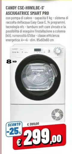 Famila CANDY CSE-H8N1LBE-S’ ASCIUGATRICE SMART PRO offerta