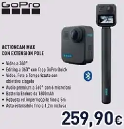 Unieuro GoPro actioncam max con extension pole offerta