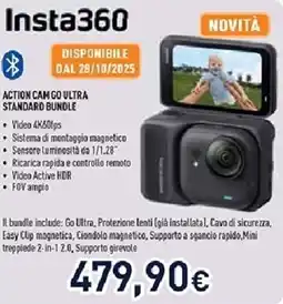 Unieuro Insta360 action cam go ultra standard bundle offerta