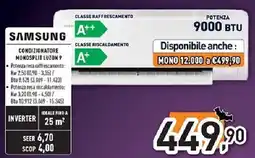 Unieuro Samsung condizionatore monosplit luzon 9 offerta