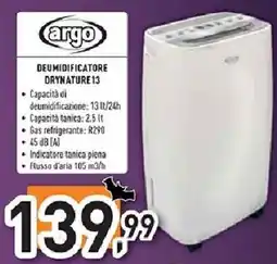 Unieuro argo DEUMIDIFICATORE DRYNATURE 13 offerta
