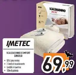 Unieuro Imetec scaldasonno comfort singolo offerta