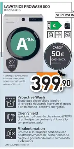 Unieuro CANDY LAVATRICE PROWASH 500 BR 26SCB6-S offerta
