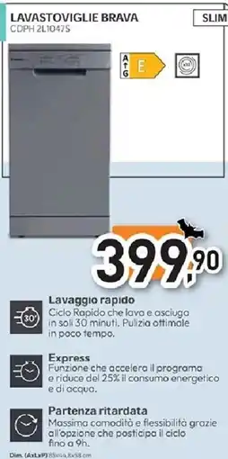 Unieuro CANDY LAVASTOVIGLIE BRAVA CDPH 2L1047S offerta